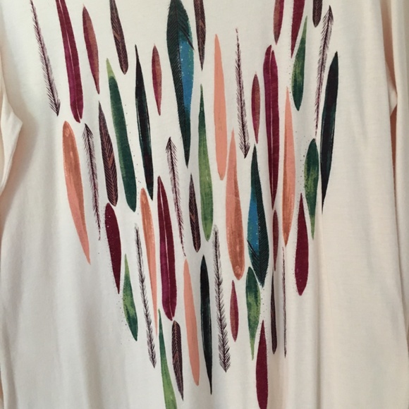 Anthropologie feather print 3/4 sleeve, pale pink (S) - Picture 4 of 6